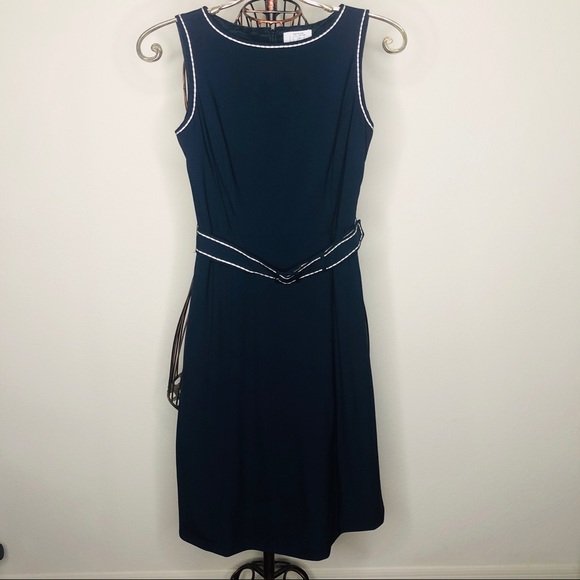 Loft Sleeveless Navy Blue Dress - Picture 2 of 6
